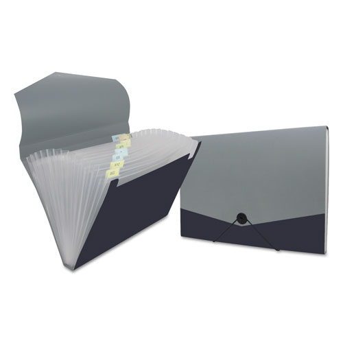 Image of Poly Expanding Files, 13 Sections, Cord/Hook Closure, 1/12-Cut Tabs, Letter Size, Black/Steel Gray