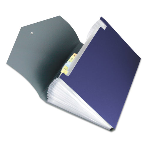 Image of Poly Expanding Files, 13 Sections, Cord/Hook Closure, 1/12-Cut Tabs, Letter Size, Metallic Blue/Steel Gray