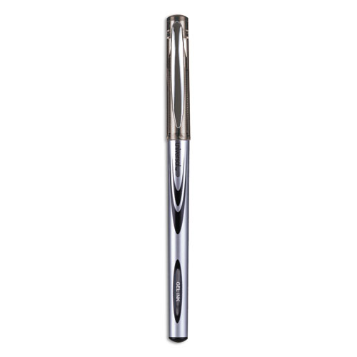 Gel Pen, Stick, Medium 0.7 mm, Black Ink, Silver/Black Barrel, Dozen