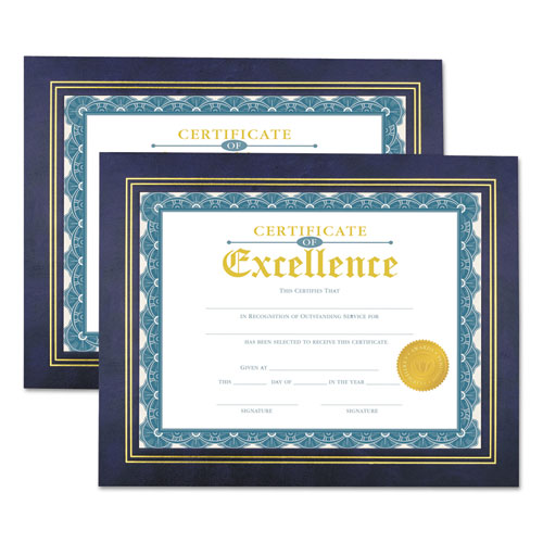 Leatherette Document Frame, Certificate/Document, 11 x 8 1/2, Blue, 2/Pack