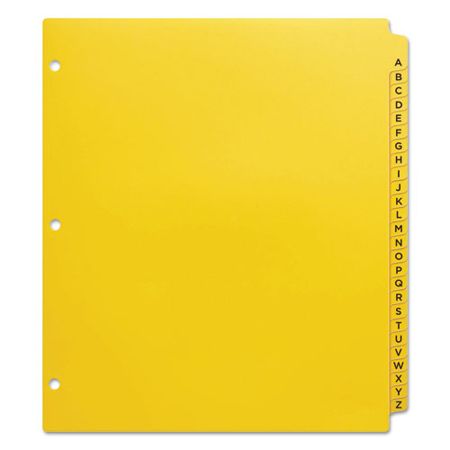 Heavy-Duty Preprinted Plastic Tab Dividers, 26-Tab, A to Z, 11 x 9, Yellow, 1 Set