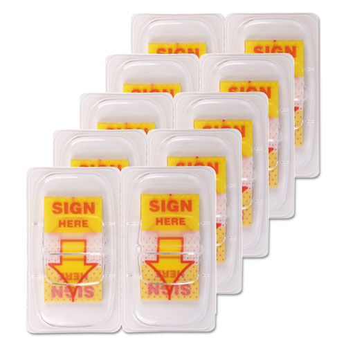 Deluxe Message Arrow Flags, "Sign Here", Yellow, 500/Pack