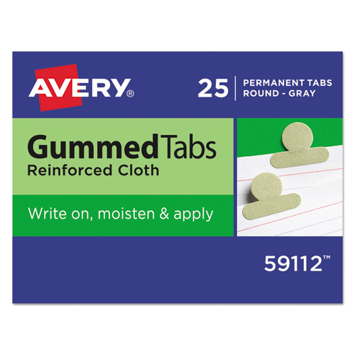 Gummed Reinforced Index Tabs, 1/12-Cut, Olive Green, 0.5" Wide, 25/Pack