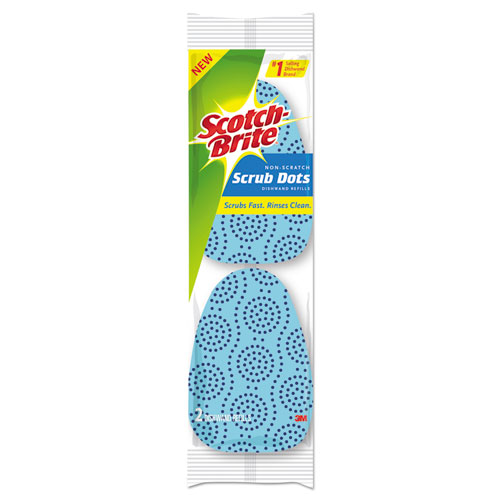 Scrub Dots Non-Scratch Dishwand Refill, 3 1/2 X 4 2/5, Blue, 2/pack, 7 Pks/ct