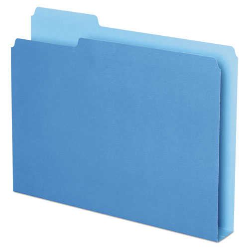 Double Stuff File Folders, 1/3-Cut Tabs: Assorted, Letter Size, 1.5" Expansion, Blue, 50/Pack