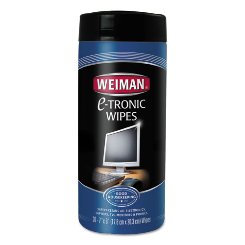 E-tronic Wipes, 8 x 7, White, 30/Canister, 4/Carton