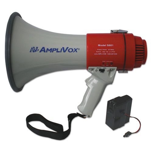 AmpliVox® MityMeg Piezo Dynamic Megaphone with Coiled Microphone, 25 W
