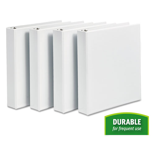 Durable View Binder with DuraHinge and Slant Rings, 3 Rings, 1.5" Capacity, 11 x 8.5, White, 4/Pack