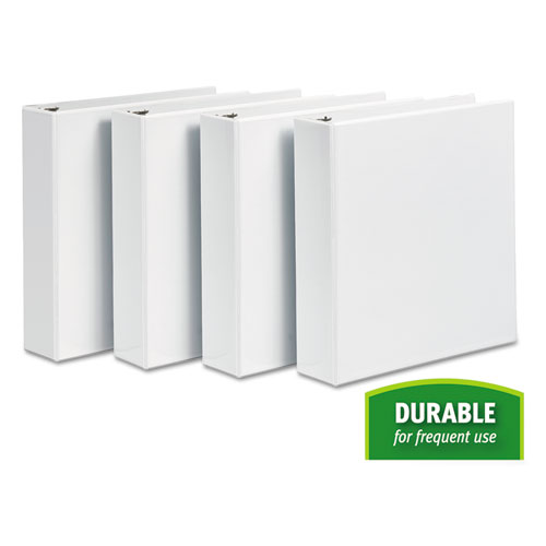 Durable View Binder with DuraHinge and Slant Rings, 3 Rings, 2" Capacity, 11 x 8.5, White, 4/Pack