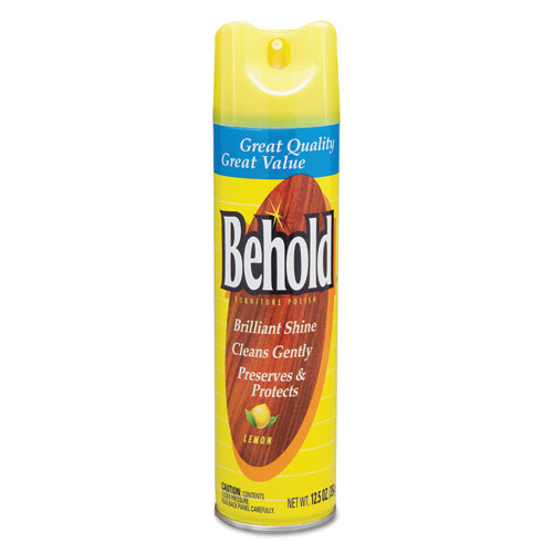 Behold Furniture Polish, Lemon, 12.5 oz Aerosol Spray, 6/Carton