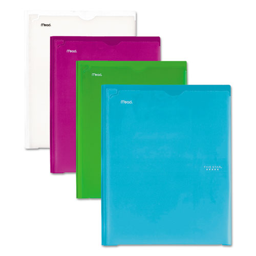 Customizable Pocket/Prong Plastic Folder, 20-Sheet Capacity, 11 x 8.5, Trend, Assorted, 4/Set