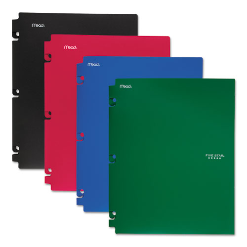 Five Star® Snap-In Plastic Folder, 20-Sheet Capacity, 11 X 8.5, Assorted, Snap Closure, 4/Set