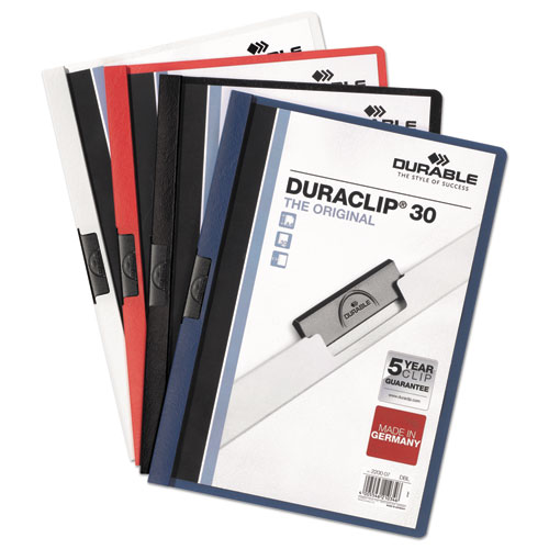 Image of DuraClip Report Cover, Clip Fastener, 8.5 x 11, Clear/Maroon, 25/Box