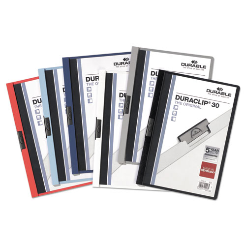 Image of Durable® Duraclip Report Cover, Clip Fastener, 8.5 X 11 , Clear/Red, 25/Box