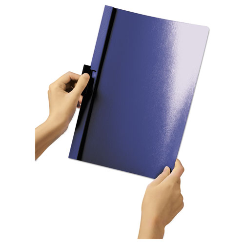 Image of DuraClip Report Cover, Clip Fastener, 8.5 x 11, Clear/Dark Blue, 25/Box