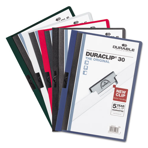Image of Durable® Duraclip Report Cover, Clip Fastener, 8.5 X 11 , Clear/Red, 25/Box