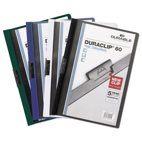 Image of DuraClip Report Cover, Clip Fastener, 8.5 x 11, Clear/Dark Blue, 25/Box