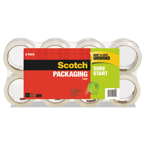 Sure Start Packaging Tape, 3" Core, 1.88" x 54.6 yds, Clear, 8/Pack | by Plexsupply
