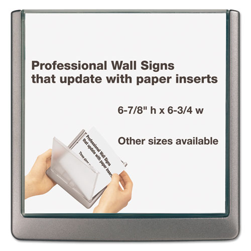 Durable® Click Sign Holder For Interior Walls, 6 3/4 x 5/8 x 6 7/8, Gray