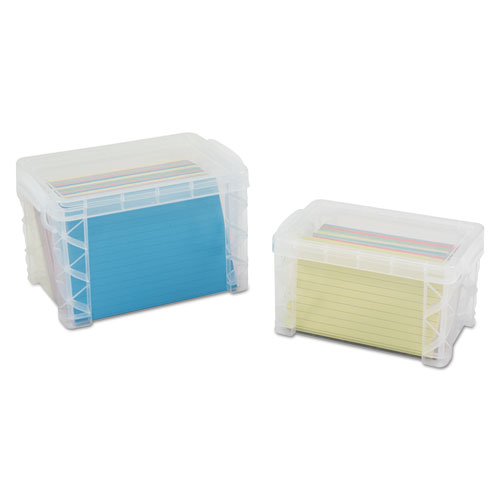Image of Advantus Super Stacker Storage Boxes, Holds 500 4 X 6 Cards, 7.25 X 5 X 4.75, Plastic, Clear
