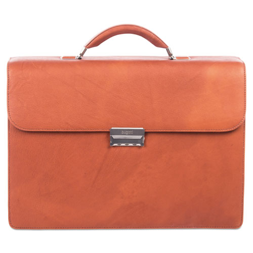 Sartoria Medium Briefcase, 16.5" X 5" X 12", Leather, Cognac
