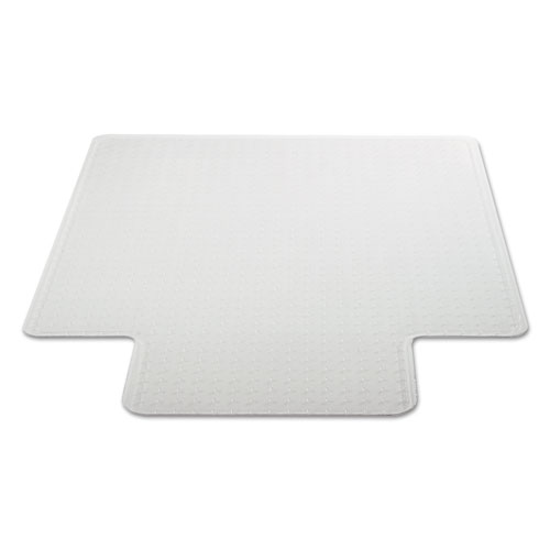 Occasional Use Studded Chair Mat for Flat Pile Carpet, 45 x 53, Wide Lipped, Clear