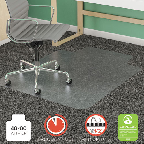 SUPERMAT FREQUENT USE CHAIR MAT FOR MEDIUM PILE CARPET, 46 X 60, WIDE LIPPED, CLEAR