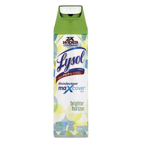LYSOL® Brand Max Cover Disinfectant Mist, Liquid, Brighter Horizon, 15 oz, 6/Carton