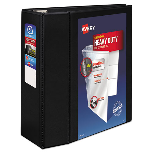 Image of Heavy-Duty View Binder with DuraHinge and Locking One Touch EZD Rings, 3 Rings, 5" Capacity, 11 x 8.5, Black