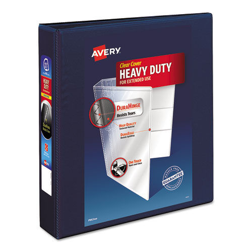 Avery® Heavy-Duty View Binder w/1-Touch EZD Rings, 1 1/2" Cap, Navy Blue