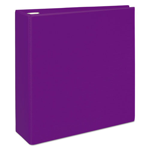 Image of Heavy-Duty View Binder with DuraHinge and Locking One Touch EZD Rings, 3 Rings, 4" Capacity, 11 x 8.5, Purple