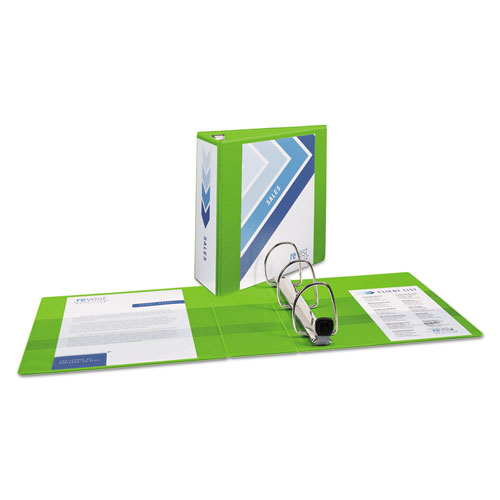 Image of Heavy-Duty View Binder with DuraHinge and Locking One Touch EZD Rings, 3 Rings, 4" Capacity, 11 x 8.5, Chartreuse