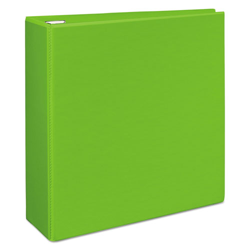 Image of Heavy-Duty View Binder with DuraHinge and Locking One Touch EZD Rings, 3 Rings, 4" Capacity, 11 x 8.5, Chartreuse