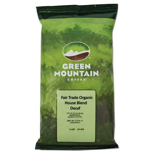 Fair Trade Organic House Blend Decaf Coffee Fraction Packs, 2.5oz, 50/Carton