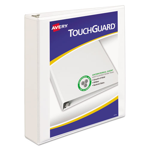Avery® TouchGuard Protection Heavy-Duty View Binders with Slant Rings, 3 Rings, 1.5" Capacity, 11 x 8.5, White