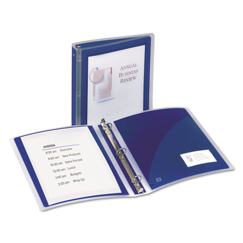 Image of Flexi-View Binder with Round Rings, 3 Rings, 1.5" Capacity, 11 x 8.5, Navy Blue
