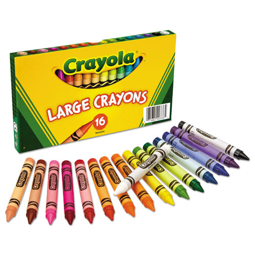 Image of Crayola® Large Crayons, Lift Lid Box, 16 Colors/Box