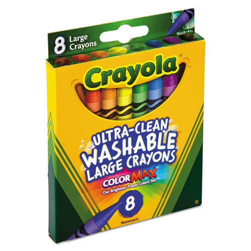 Image of Crayola® Ultra-Clean Washable Crayons, Large, 8 Colors/Box