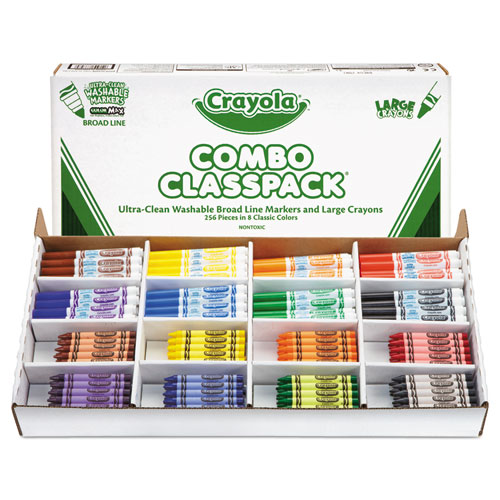 Image of Crayon and Ultra-Clean Washable Marker Classpack, 8 Colors, 128 Each Crayons/Markers, 256/Box
