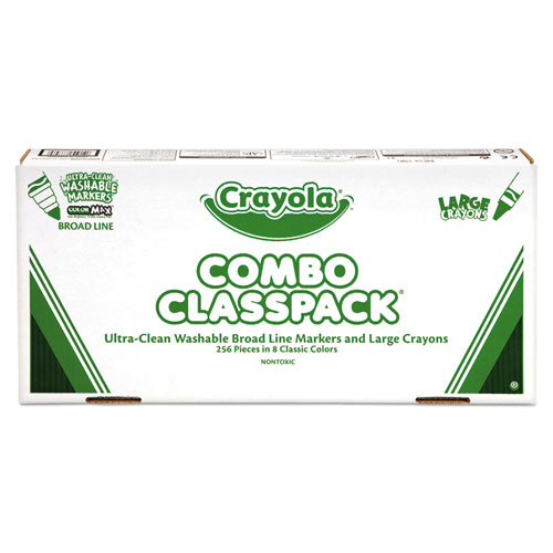 Crayola® Crayon And Ultra-Clean Washable Marker Classpack, 8 Colors, 128 Each Crayons/Markers, 256/Box