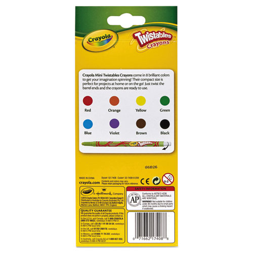 Twistable Crayons, Premium Traditional Colors, 8/Pack