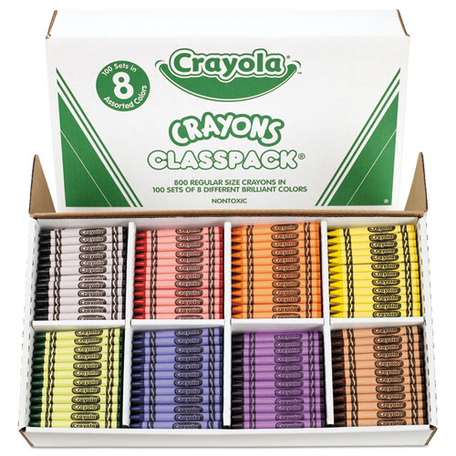 Classpack Regular Crayons, 8 Colors, 800/Box