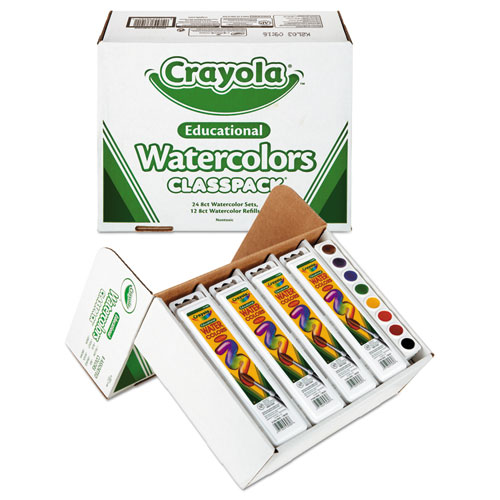 Image of Crayola® Watercolors, 8 Assorted Colors, Palette Tray, 36/Carton