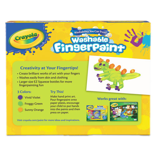 Image of Washable Fingerpaint Pack, 3 Assorted Bright Colors, 8 oz Tube, 3/Pack