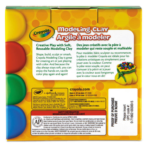 Image of Modeling Clay Assortment, 4 oz Packs, 4 Packs, Blue/Green/Red/Yellow, 1 lb