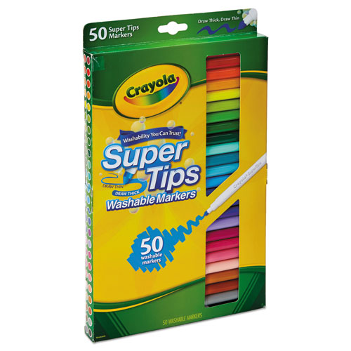 Image of Crayola® Washable Super Tips Markers, Fine/Broad Bullet Tips, Assorted Colors, 50/Set
