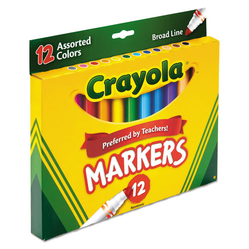 Image of Crayola® Non-Washable Marker, Broad Bullet Tip, Assorted Classic Colors, Dozen