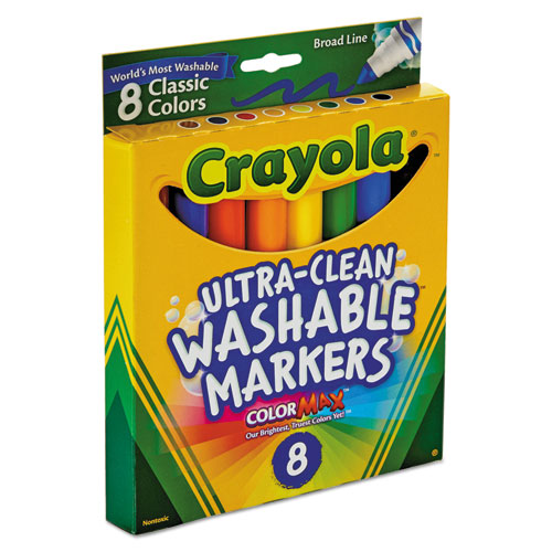 Crayola® Ultra-Clean Washable Markers, Broad Bullet Tip, Assorted