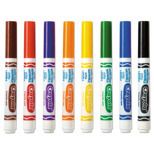 Image of Crayola® Ultra-Clean Washable Markers, Broad Bullet Tip, Assorted Colors, 8/Pack