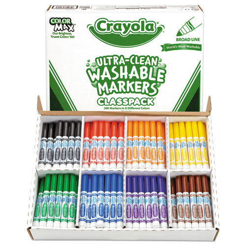 Ultra-Clean Washable Marker Classpack, Broad Bullet Tip, Assorted Colors, 200/Box